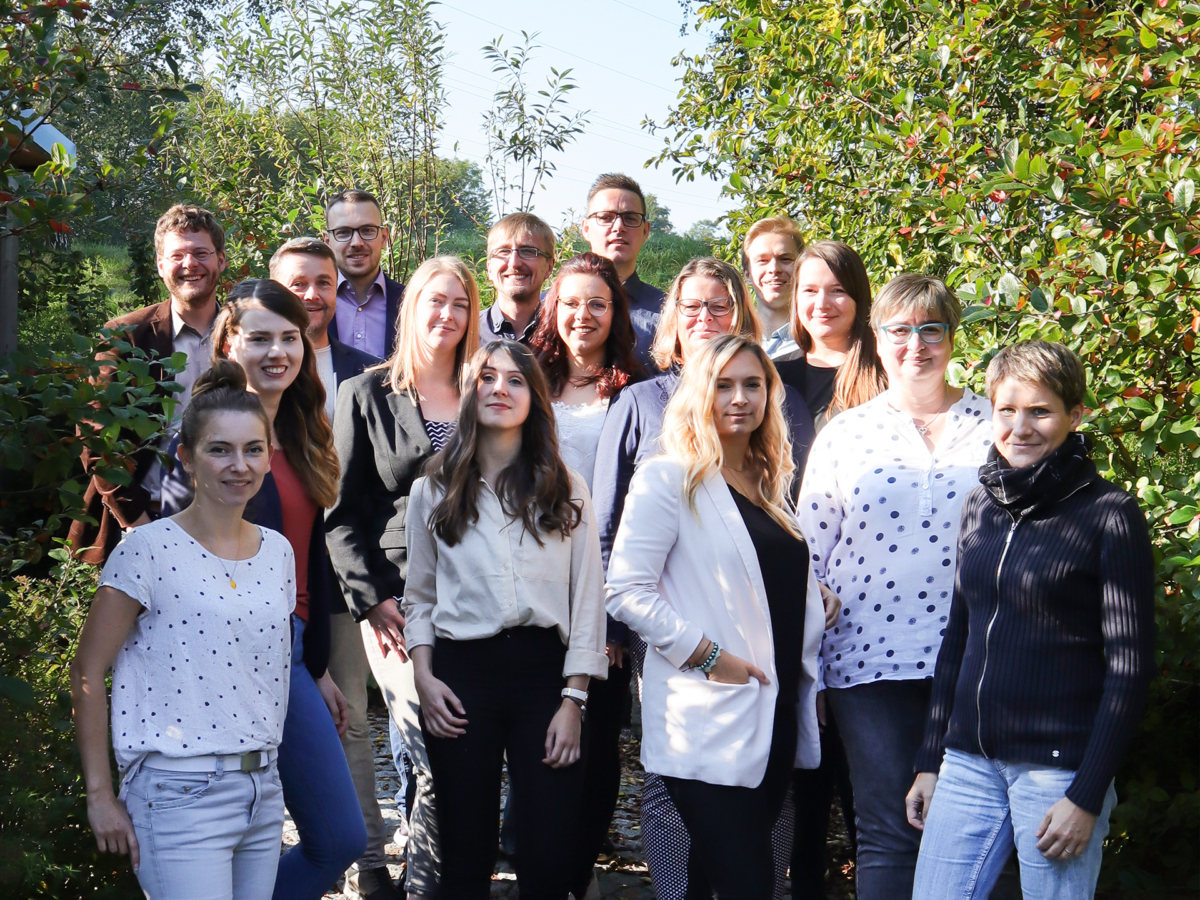 Teamfoto w3work im Grünen