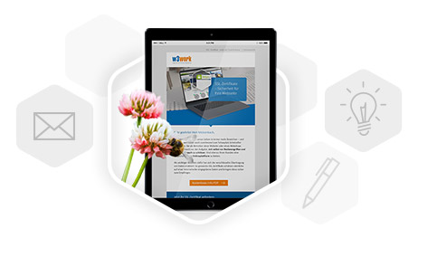 Vorschaubild Newsletter Illustration und Vorschaubild des w3work Newsletters
