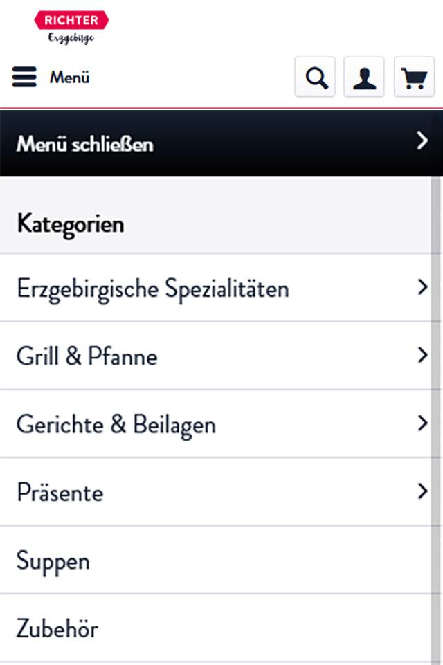Richter Erzgebirge Navigationsauswahl Screenshot