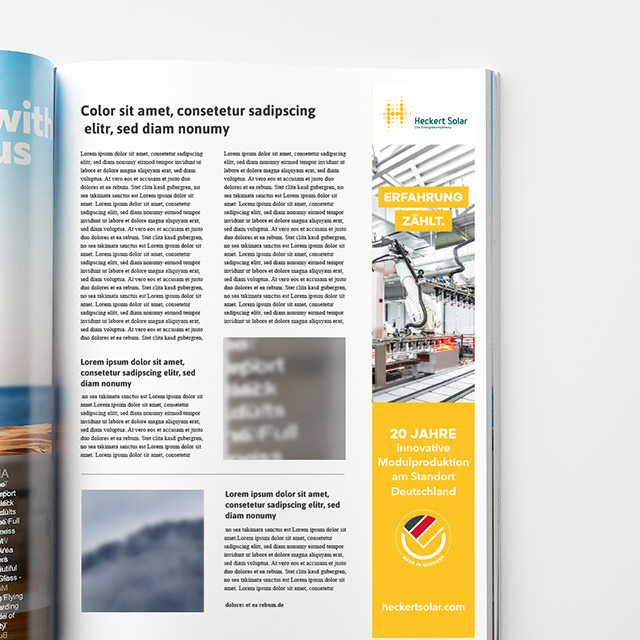 Referenz Heckert Solar Recruiting-Anzeige im Magazin