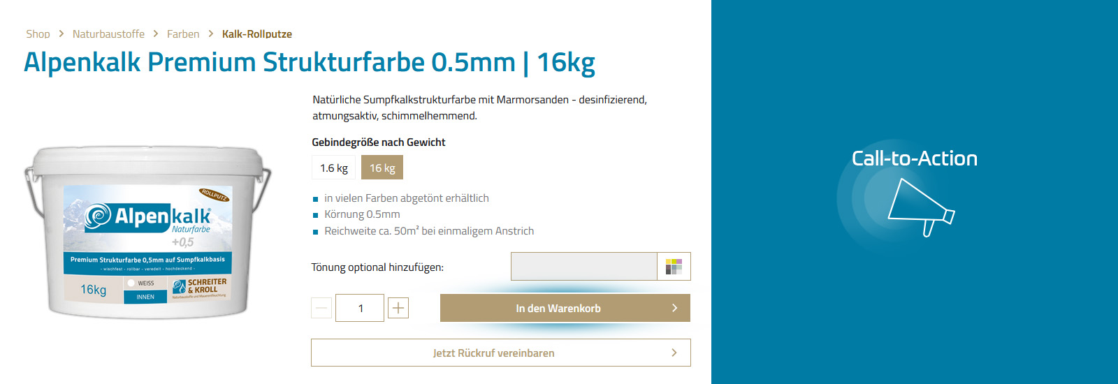 klar erkennbarer Kaufbutton (Call-to-Action) auf der Produktdetailseite