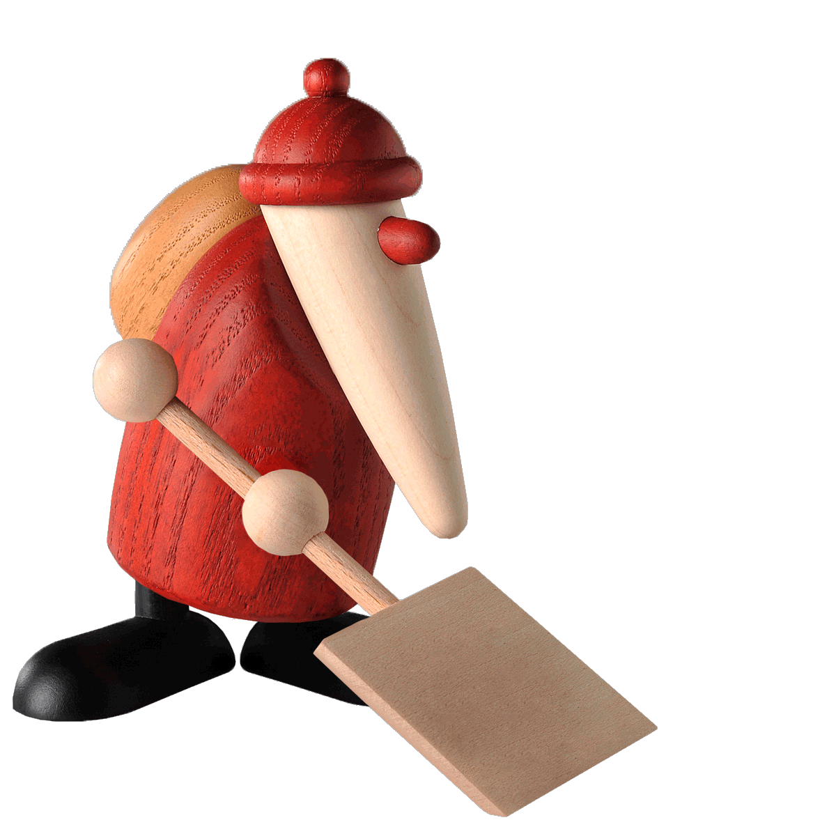 animierte Köhler Figur Weihnachtsmann mit Schneeschippe