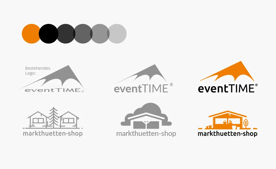 eventtime-ci-logoentwurf Logoerstellung von w3work für die Marken DerPartyausstatter und Markthütten-Shop von eventTIME