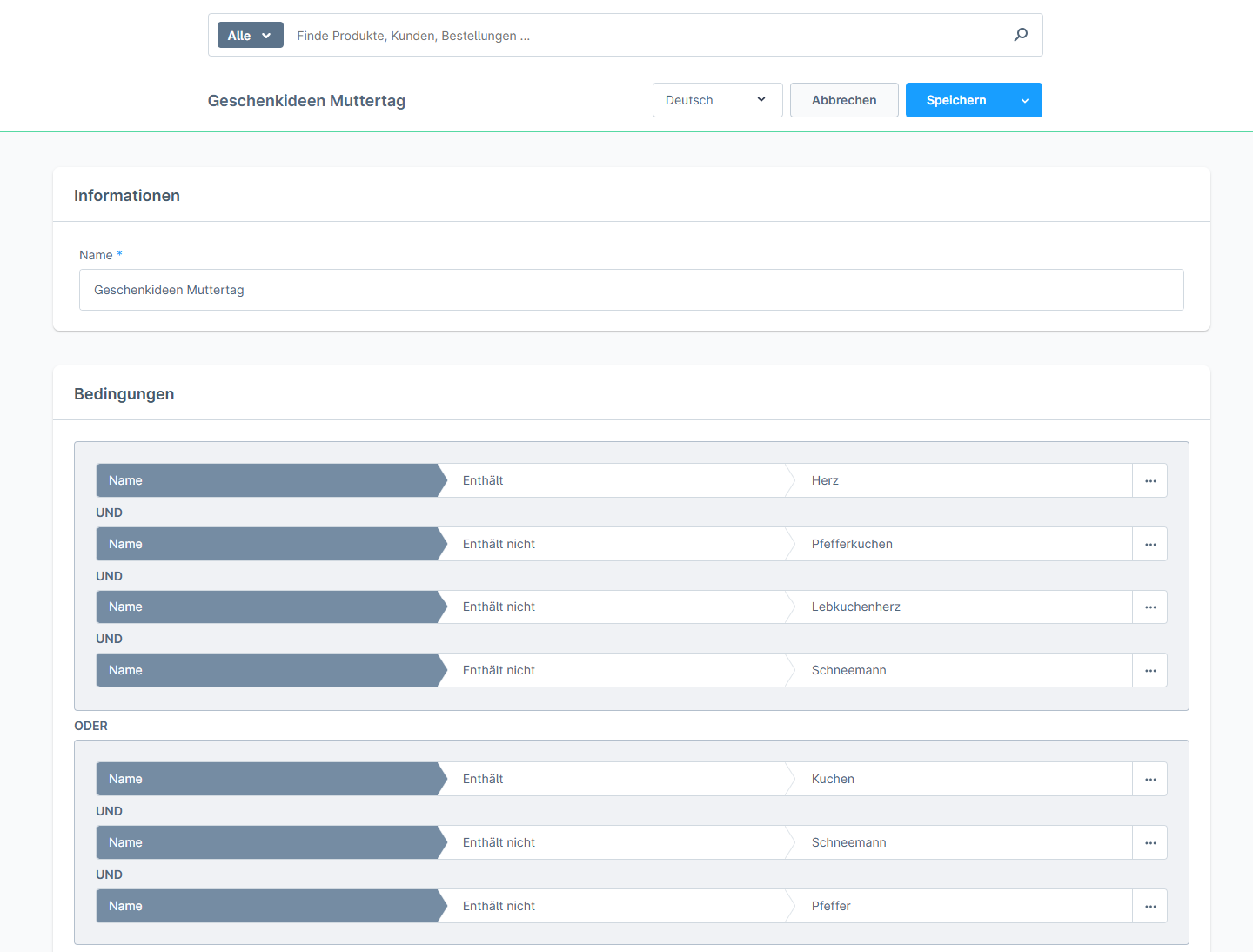 Dynamische Produktgruppen im Shopware 6 Shop Backend von Dregeno, umgesetzt von w3work