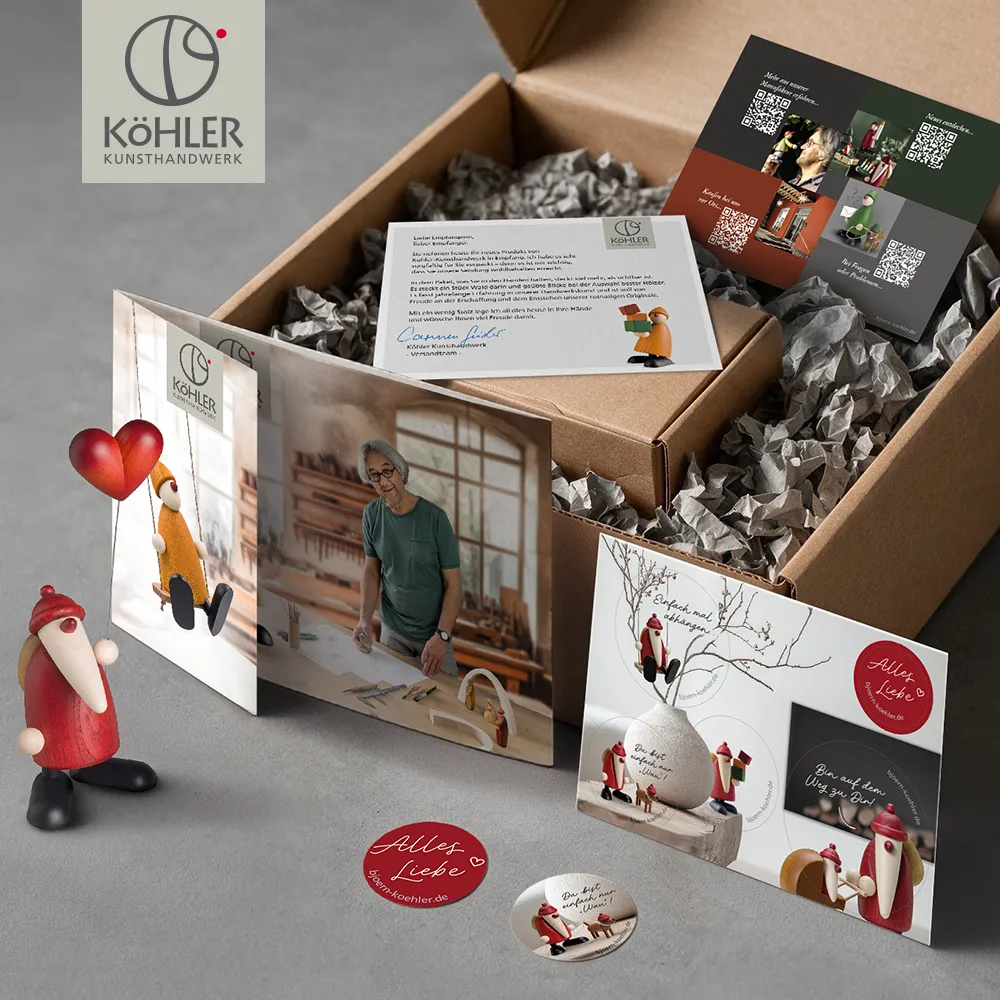 case-unboxing Unboxing-Erlebnis: Verpackungskarte, Sticker, Motivations-Flyer