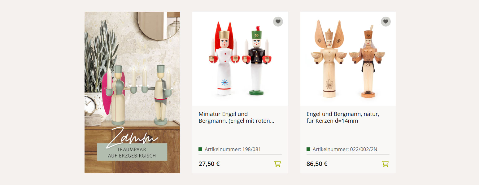 Kategorieseite für Engel & Bergmann im Dregeno Shop mit Störer-Elementen zur Verkaufsförderung (umgesetzt von w3work)