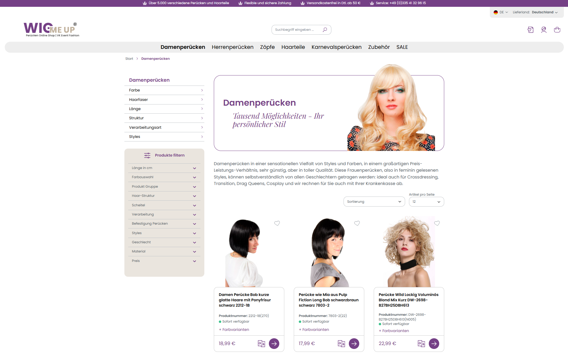 kategorieseite-peruecken-online Erfolgreiche SEO-Kategorieseite im Perücken-Online-Shop mit Unterkategorien und Filterung für eine optimale Nutzerführung (umgesetzt von w3work)